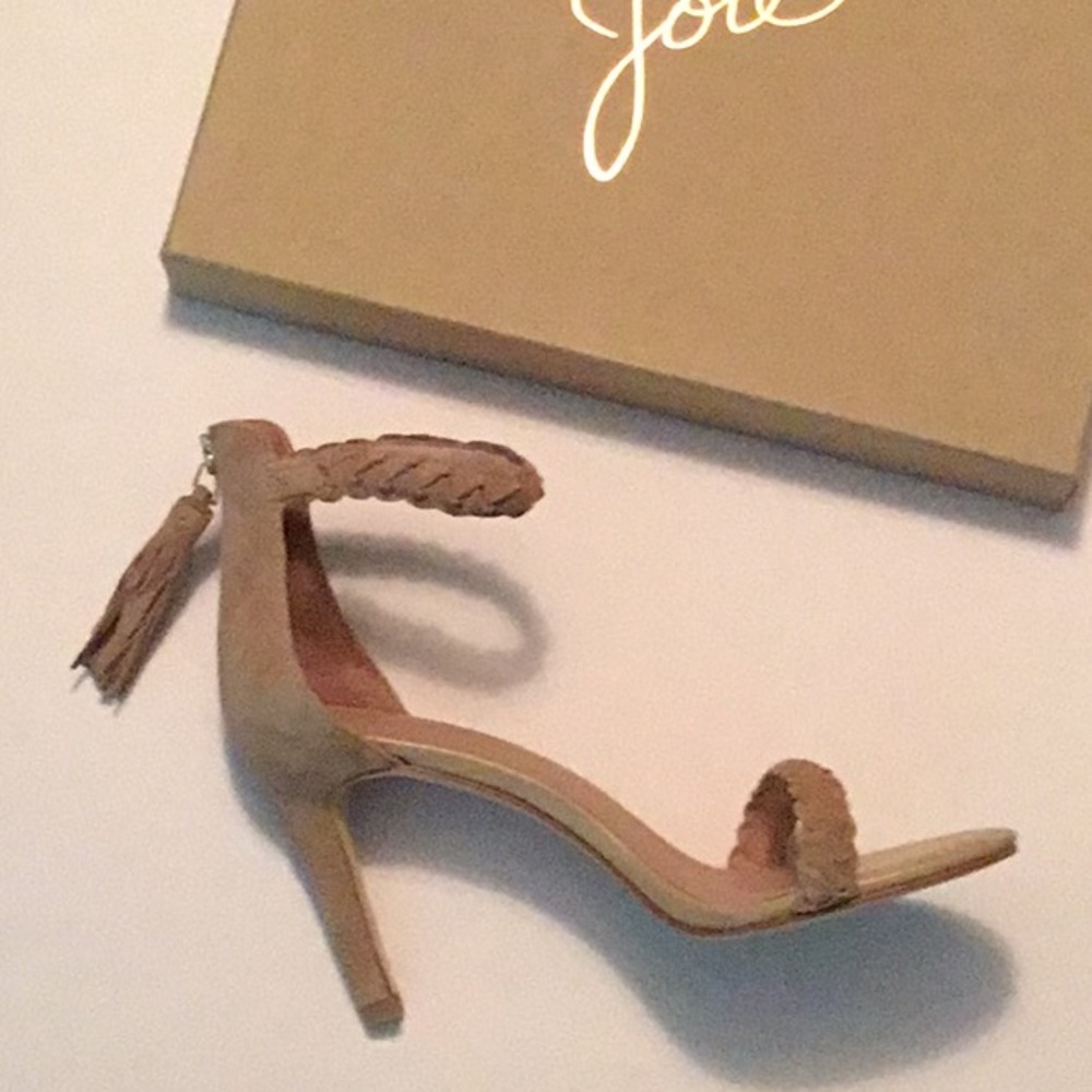 Buff colored suede high heels by Joie.